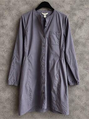 Athleta Women’s Medium Gray Lavender Button Front Shirt Dress Long Sleeve